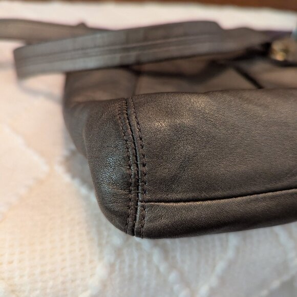 Coach Ashley F17605 Metallic Leather Shoulder Crossbody Bag Purse Bronze Gold - Picture 10 of 13